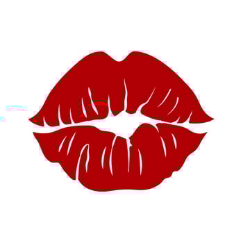 Print of red lips. Valentine's day, kiss icon. Vector illustration on a white background