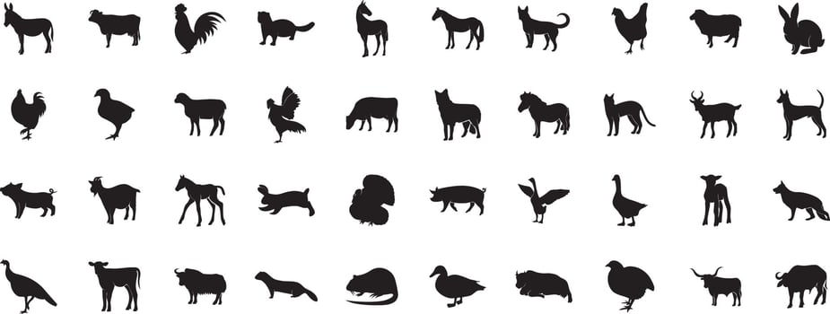 Set of Silhouettes of Pets vector