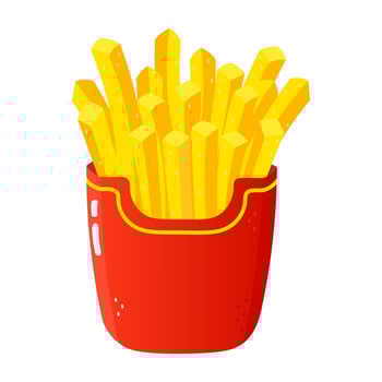 Cute funny french fries character. Vector hand drawn cartoon kawaii character illustration icon. Isolated on white background. French fries character concept