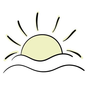 Summer bright sun doodle sticker vector
