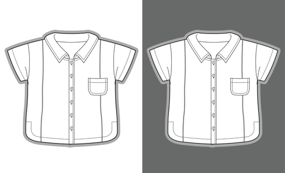 Kids shirt garment template fashion sketch vector