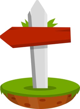 Path pointer with plate. Cartoon flat illustration. Direction way. vector