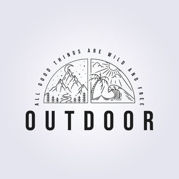 simplicity outdoor adventure line logo vector illustration design