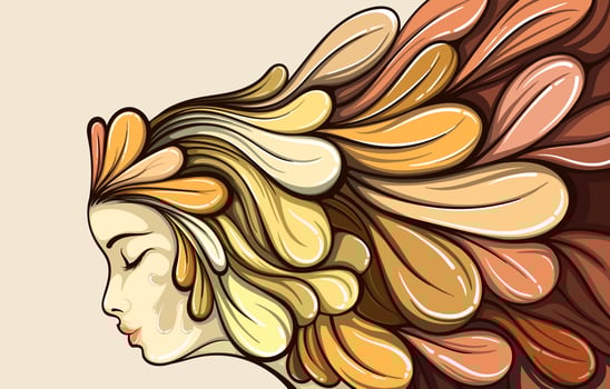 Abstract background illustration of woman's face, multicolor vector