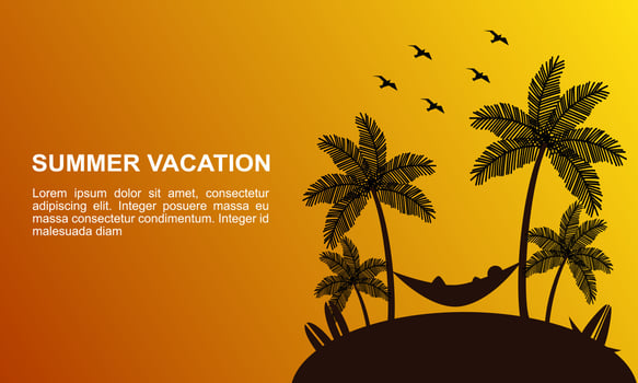 Summer vacation illustration with palm tree in beach vector