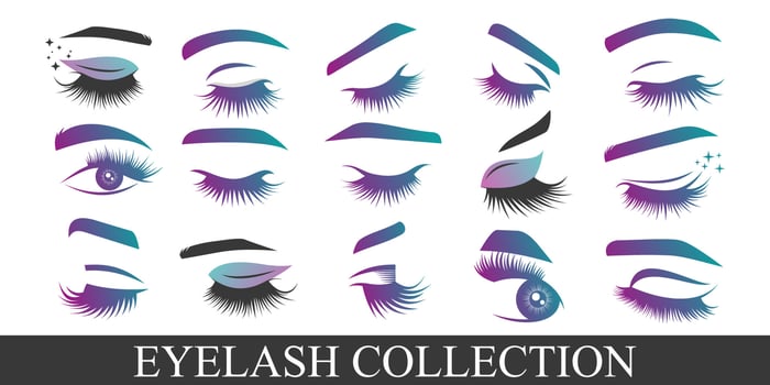 beauty eyelash icon set logo design women vector
