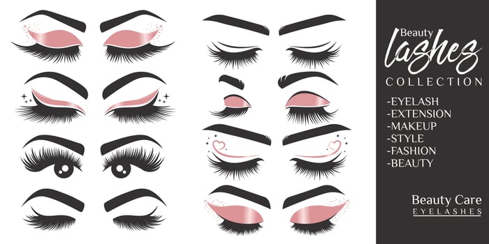 beauty eyelash icon set logo design vector