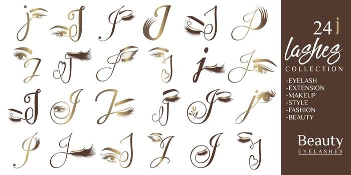 Eyelashes logo with letter J concept vector