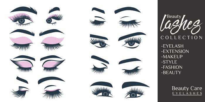 beauty eyelash icon set logo design vector