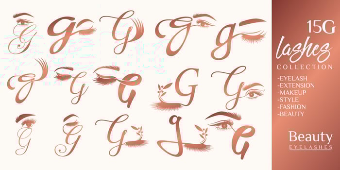 Eyelashes logo with letter G concept vector