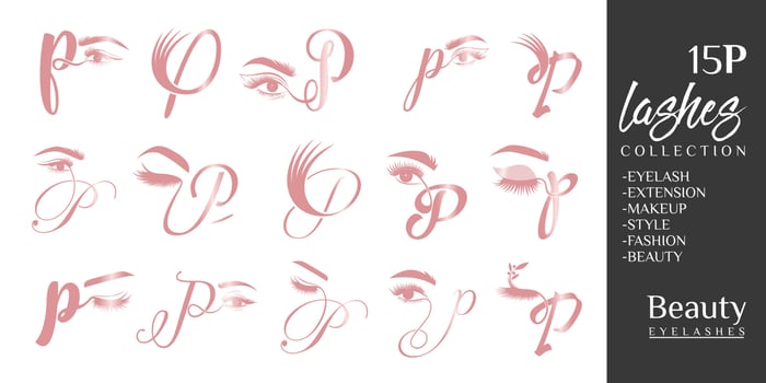 Eyelashes logo with letter P concept vector