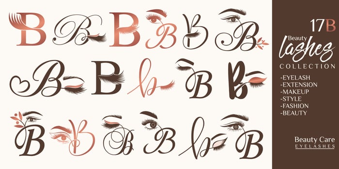 Eyelashes logo with letter B concept vector