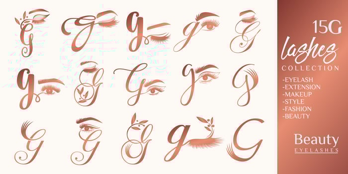 Eyelashes logo with letter G concept vector