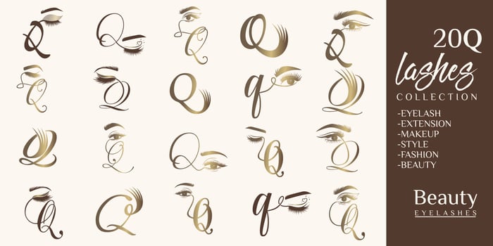 Eyelashes logo with letter Q concept vector