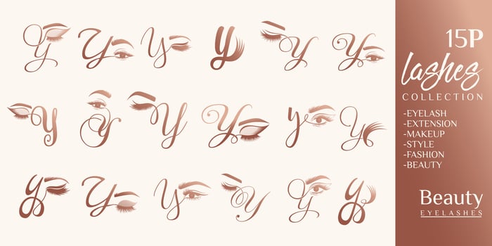 Eyelashes logo with letter Y concept vector