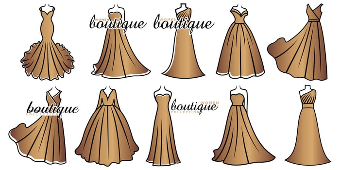 Wedding Dress Boutique Bridal icon set Logo Vector Template Illustration Design