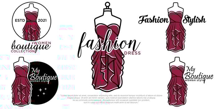 Dress Boutique icon set Logo Design vector
