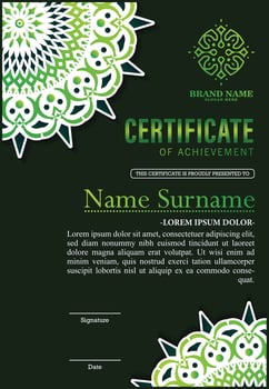 Elegant mandala award certificate template vector