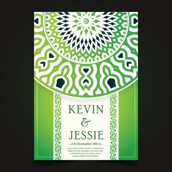 elegant mandala style wedding invitation vector