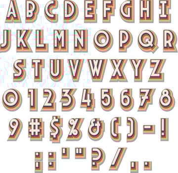 Vector Letter Alphabet Retro Effect