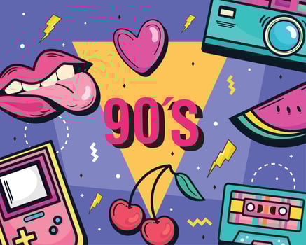 nineties stickers frame vector