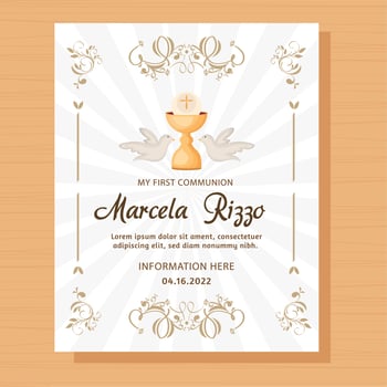 first communion postcard vector
