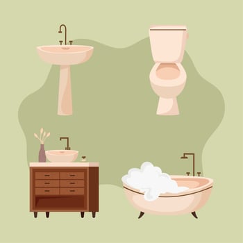 bathroom interior objects vector