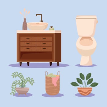 bathroom interior icons vector
