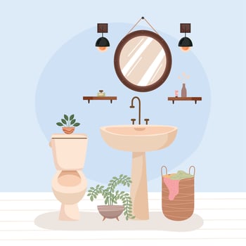 washbasin and mirror bathroom vector