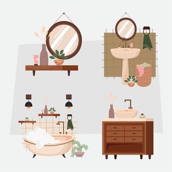 decoration and icons of bathroom interior vector