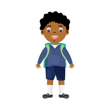 afro boy with schoolbag vector