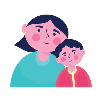 mother with little son vector