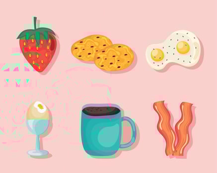 six breakfast menu icons vector