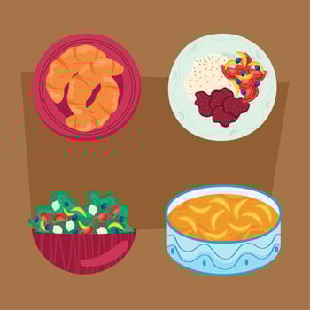 four breakfast menu icons vector