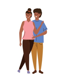 afro lovers couple vector