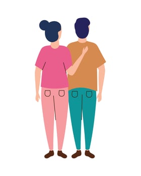 lovers couple back position vector