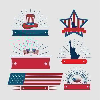 six usa independence icons vector