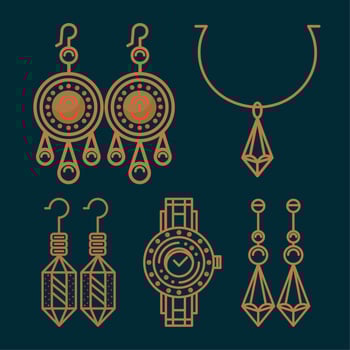 jewelry luxury five icons vector