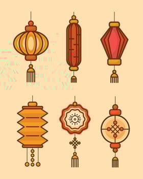 six chinese moon festival icons vector