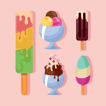 five cold food icons vector