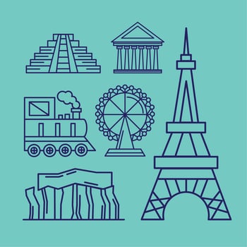 six world famous landmarks vector