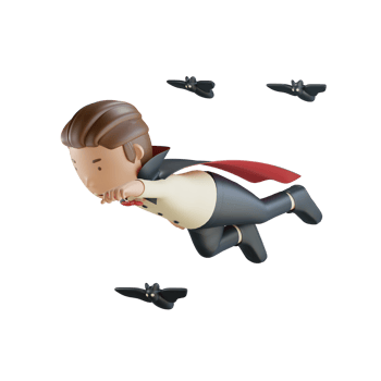 3d halloween character vampires fly with bats png