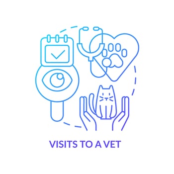 Visits to vet blue gradient concept icon. Pet wellness tip abstract idea thin line illustration. Routine veterinary clinic visit. Isolated outline drawing. vector