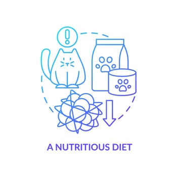 Nutritious diet blue gradient concept icon. Proper pet care routine abstract idea thin line illustration. Healthy treats for dogs, cats. Isolated outline drawing. vector