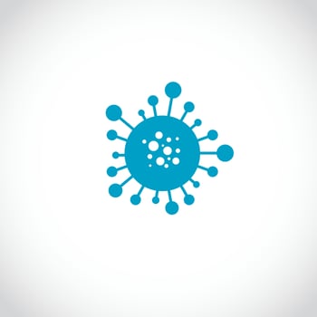 Virus icon illustration vector sign symbol, covid-19 virus or corona. Virus concept. Bacteria and germs, microorganism disease causing, cell cancer, microbe, virus, fungi.