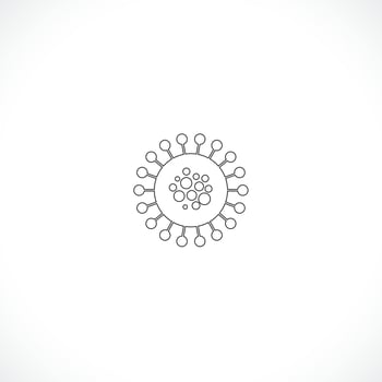 Virus icon illustration vector sign symbol, covid-19 virus or corona. Virus concept. Bacteria and germs, microorganism disease causing, cell cancer, microbe, virus, fungi.
