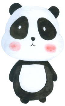 Panda watercolor cartoon cute png