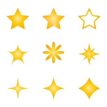 Star icons. Twinkling stars. Sparkles, shining burst. Christmas vector symbols isolated
