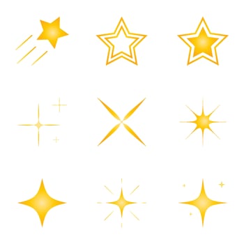 Star icons. Twinkling stars. Sparkles, shining burst. Christmas vector symbols isolated