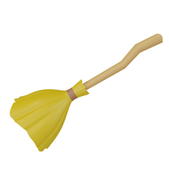 witch broom Render 3D Illustration Halloween Decoration png